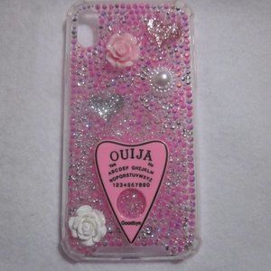 Clear and Pink / Silver Blinged Rhinestone IPhone XR Cell Phone Case
